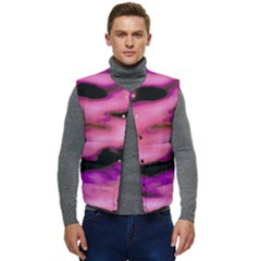 Pink  Waves Flow Series 2 Men s Short Button Up Puffer Vest	 by DimitriosArt