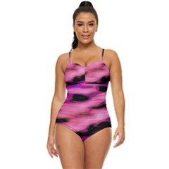 Pink  Waves Flow Series 2 Retro Full Coverage Swimsuit by DimitriosArt