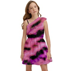 Pink  Waves Flow Series 2 Kids  One Shoulder Party Dress