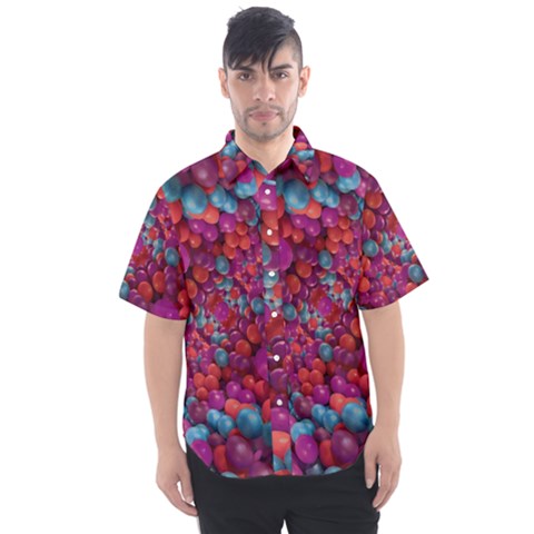 Colorful Spheres Motif Print Design Pattern Men s Short Sleeve Shirt by dflcprintsclothing