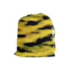 Yellow Waves Flow Series 1 Drawstring Pouch (large) by DimitriosArt