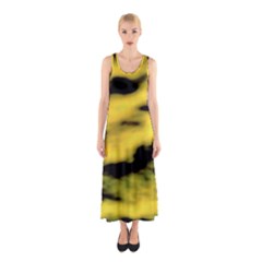 Yellow Waves Flow Series 1 Sleeveless Maxi Dress