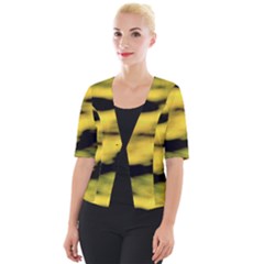 Yellow Waves Flow Series 1 Cropped Button Cardigan by DimitriosArt