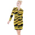 Yellow Waves Flow Series 1 Button Long Sleeve Dress View1