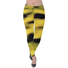 Yellow Waves Flow Series 1 Velvet Leggings by DimitriosArt