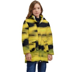 Yellow Waves Flow Series 1 Kid s Hooded Longline Puffer Jacket