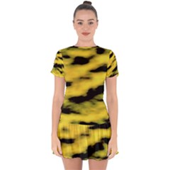 Yellow Waves Flow Series 1 Drop Hem Mini Chiffon Dress by DimitriosArt