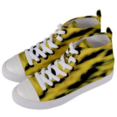 Yellow Waves Flow Series 1 Women s Mid-top Canvas Sneakers by DimitriosArt