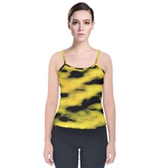 Yellow Waves Flow Series 1 Velvet Spaghetti Strap Top by DimitriosArt