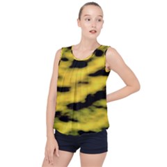 Yellow Waves Flow Series 1 Bubble Hem Chiffon Tank Top by DimitriosArt