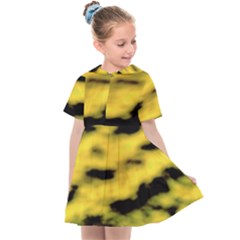 Yellow Waves Flow Series 1 Kids  Sailor Dress by DimitriosArt