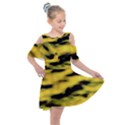 Yellow Waves Flow Series 1 Kids  Shoulder Cutout Chiffon Dress View1