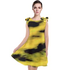 Yellow Waves Flow Series 1 Tie Up Tunic Dress by DimitriosArt