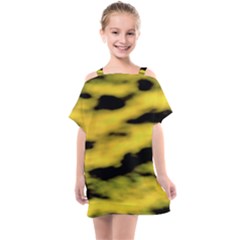 Yellow Waves Flow Series 1 Kids  One Piece Chiffon Dress by DimitriosArt