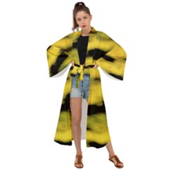 Yellow Waves Flow Series 1 Maxi Kimono by DimitriosArt