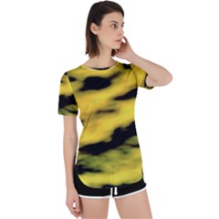 Yellow Waves Flow Series 1 Perpetual Short Sleeve T-shirt by DimitriosArt