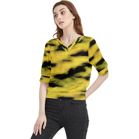 Yellow Waves Flow Series 1 Quarter Sleeve Blouse by DimitriosArt