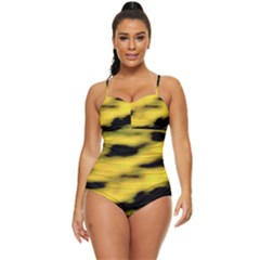 Yellow Waves Flow Series 1 Retro Full Coverage Swimsuit