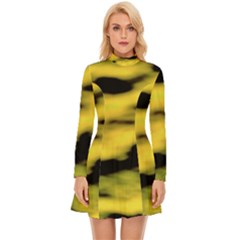 Yellow Waves Flow Series 1 Long Sleeve Velour Longline Dress by DimitriosArt