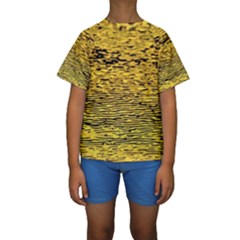 Yellow Waves Flow Series 2 Kids  Short Sleeve Swimwear by DimitriosArt