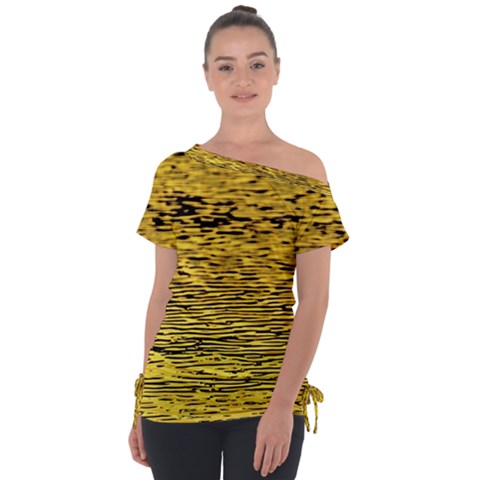 Yellow Waves Flow Series 2 Off Shoulder Tie-up Tee by DimitriosArt