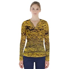 Yellow Waves Flow Series 2 V-neck Long Sleeve Top by DimitriosArt