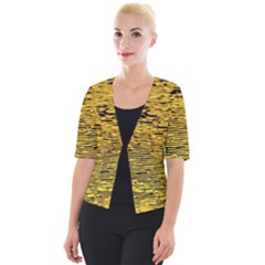 Yellow Waves Flow Series 2 Cropped Button Cardigan by DimitriosArt