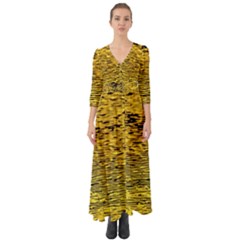 Yellow Waves Flow Series 2 Button Up Boho Maxi Dress by DimitriosArt