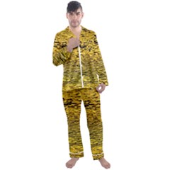 Yellow Waves Flow Series 2 Men s Long Sleeve Satin Pajamas Set by DimitriosArt