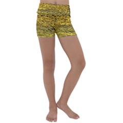 Yellow Waves Flow Series 2 Kids  Lightweight Velour Yoga Shorts by DimitriosArt