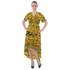 Yellow Waves Flow Series 2 Front Wrap High Low Dress by DimitriosArt