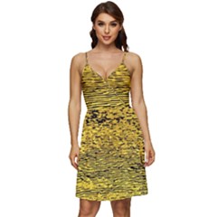 Yellow Waves Flow Series 2 V-neck Pocket Summer Dress 