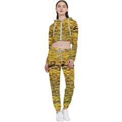 Yellow Waves Flow Series 2 Cropped Zip Up Lounge Set by DimitriosArt