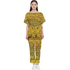 Yellow Waves Flow Series 2 Batwing Lightweight Chiffon Jumpsuit by DimitriosArt