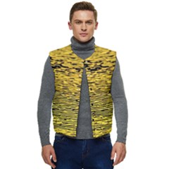 Yellow Waves Flow Series 2 Men s Short Button Up Puffer Vest	 by DimitriosArt