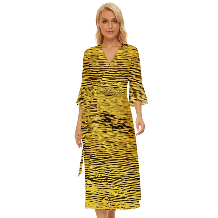 Yellow Waves Flow Series 2 Midsummer Wrap Dress