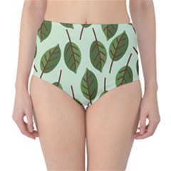 Green Leaves Classic High-waist Bikini Bottoms