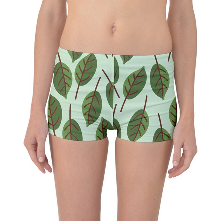 Green Leaves Reversible Boyleg Bikini Bottoms