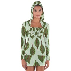 Green Leaves Long Sleeve Hooded T-shirt by Blush