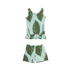 Green Leaves Kids  Boyleg Swimsuit