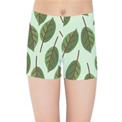 Green Leaves Kids  Sports Shorts by Blush