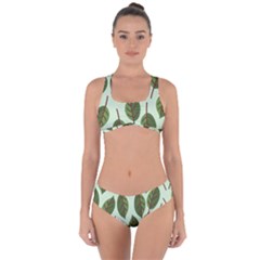 Green Leaves Criss Cross Bikini Set by Blush