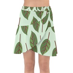 Green Leaves Wrap Front Skirt