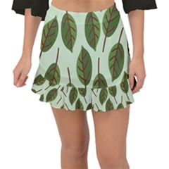 Green Leaves Fishtail Mini Chiffon Skirt