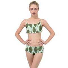 Green Leaves Layered Top Bikini Set by Blush