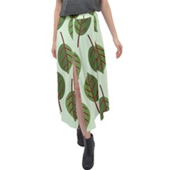 Green Leaves Velour Split Maxi Skirt by Blush