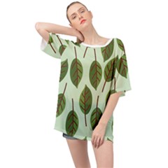 Green Leaves Oversized Chiffon Top