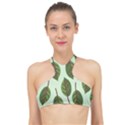 Green Leaves High Neck Bikini Top View1