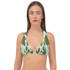 Green Leaves Double Strap Halter Bikini Top by Blush