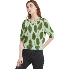 Green Leaves Quarter Sleeve Blouse